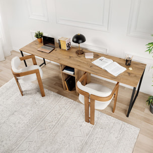 Bureau 2 places 240 cm avec rangements effet bois PONS