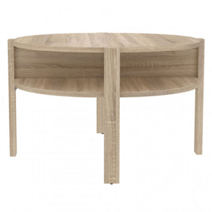 Table basse ronde en bois avec niches - 5 coloris - BAGO