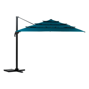 Parasol déporté rectangulaire multi-toile "Melhia" Bleu canard 4 x 3m en aluminium acier et oléfine