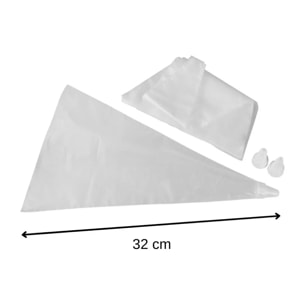 Lot de 20 poches à douille jetables et 3 embouts plastique réemployables 32 cm Zenker Smart Pastry
