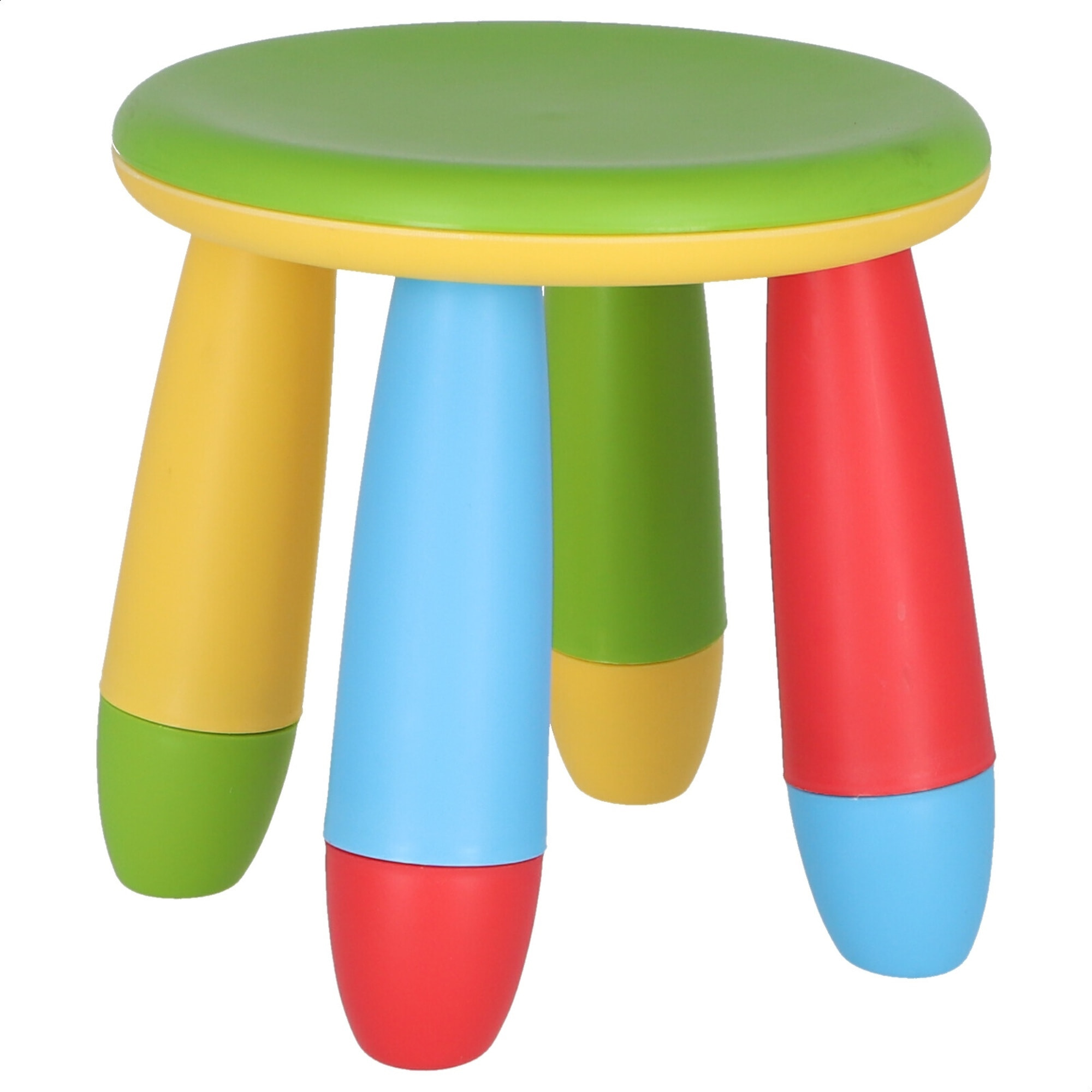 Taburete infantil verde en plástico fuerte y resistente, diá:30 cm x h:26 cm