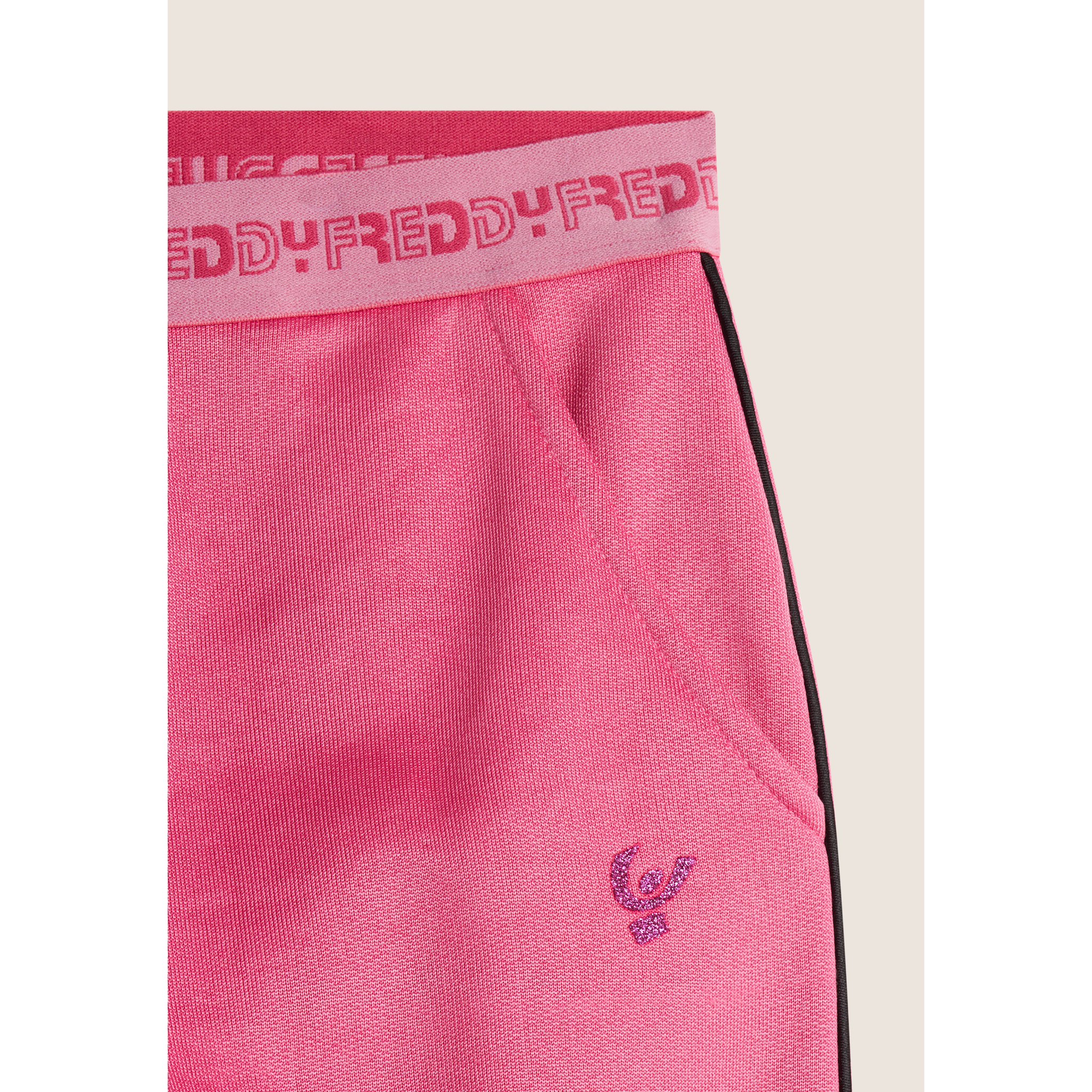 Pantaloni Bambina con Elastico Jacquard e Piping a Contrasto