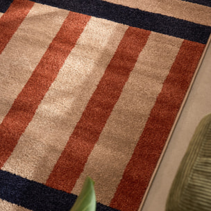 SANTAL - Tapis de salon bleu à motif géométrique