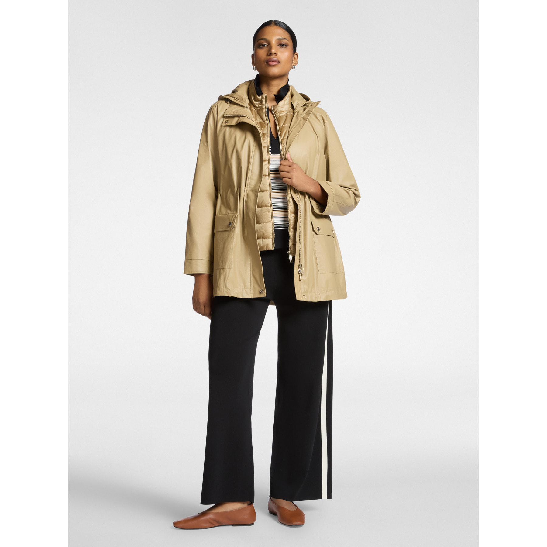 Elena Mirò - Parka layering con cappuccio - Marrone