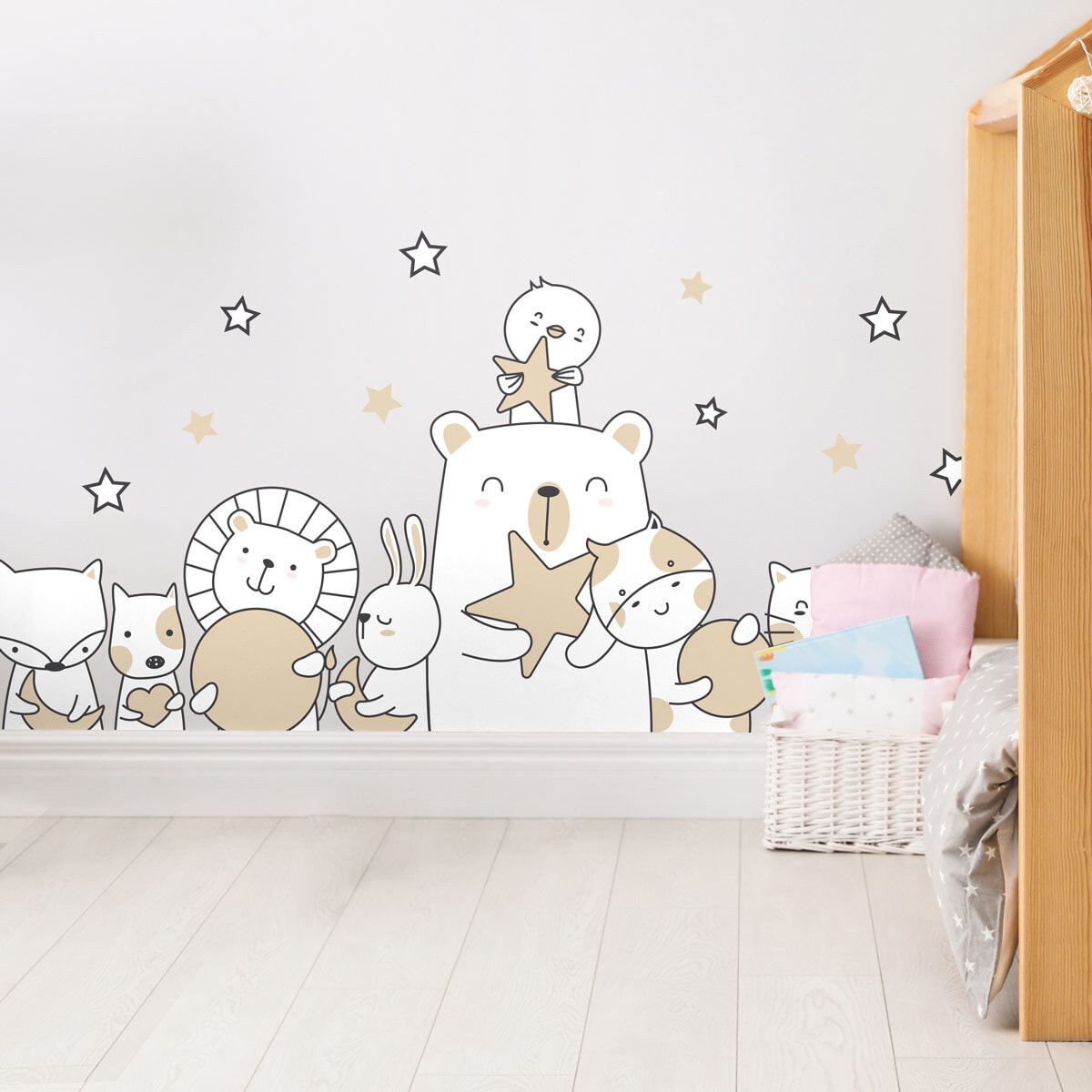 Stickers muraux | Sticker Mural Autocollant - ANIMAUX À LA PÊCHE À LA LUNE ET AUX ÉTOILES - Stickers adhésifs