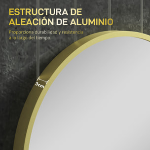 Espejo de Baño Ovalado 60x90 cm con Marco de Aluminio Espejo de Pared Decorativo Horizontal o Vertical para Salón Entrada Pasillo Dorado