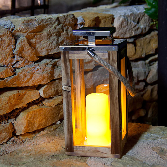 Lanterne solaire bois OAKY H28CM