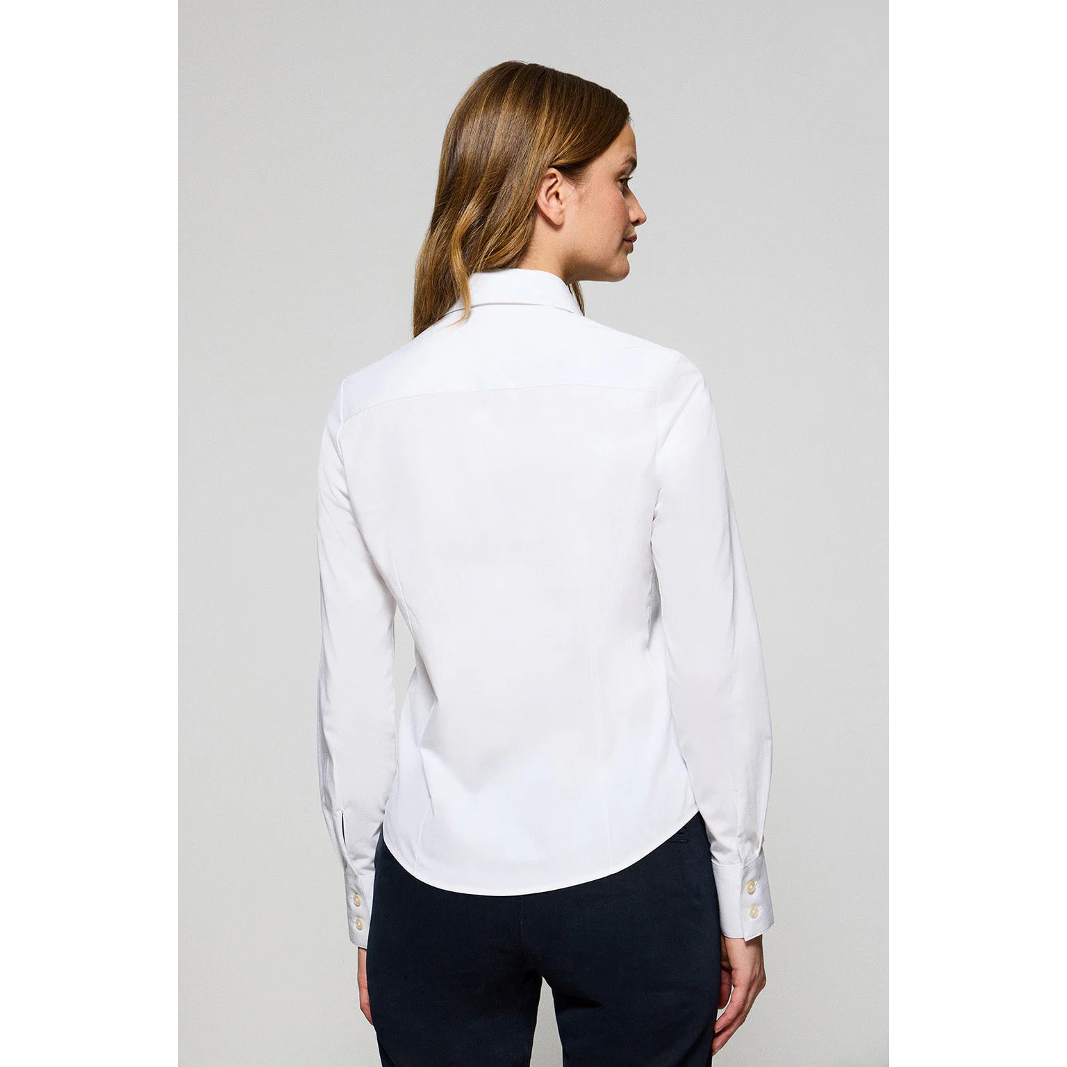 Camicia slim in popeline bianca con logo Rigby Go ricamato
