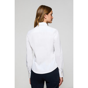 Camicia slim in popeline bianca con logo Rigby Go ricamato