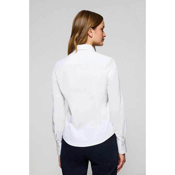 Camicia slim in popeline bianca con logo Rigby Go ricamato