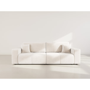 Nicole - Canapé droit 4 places convertible avec coffre en tissu - Beige