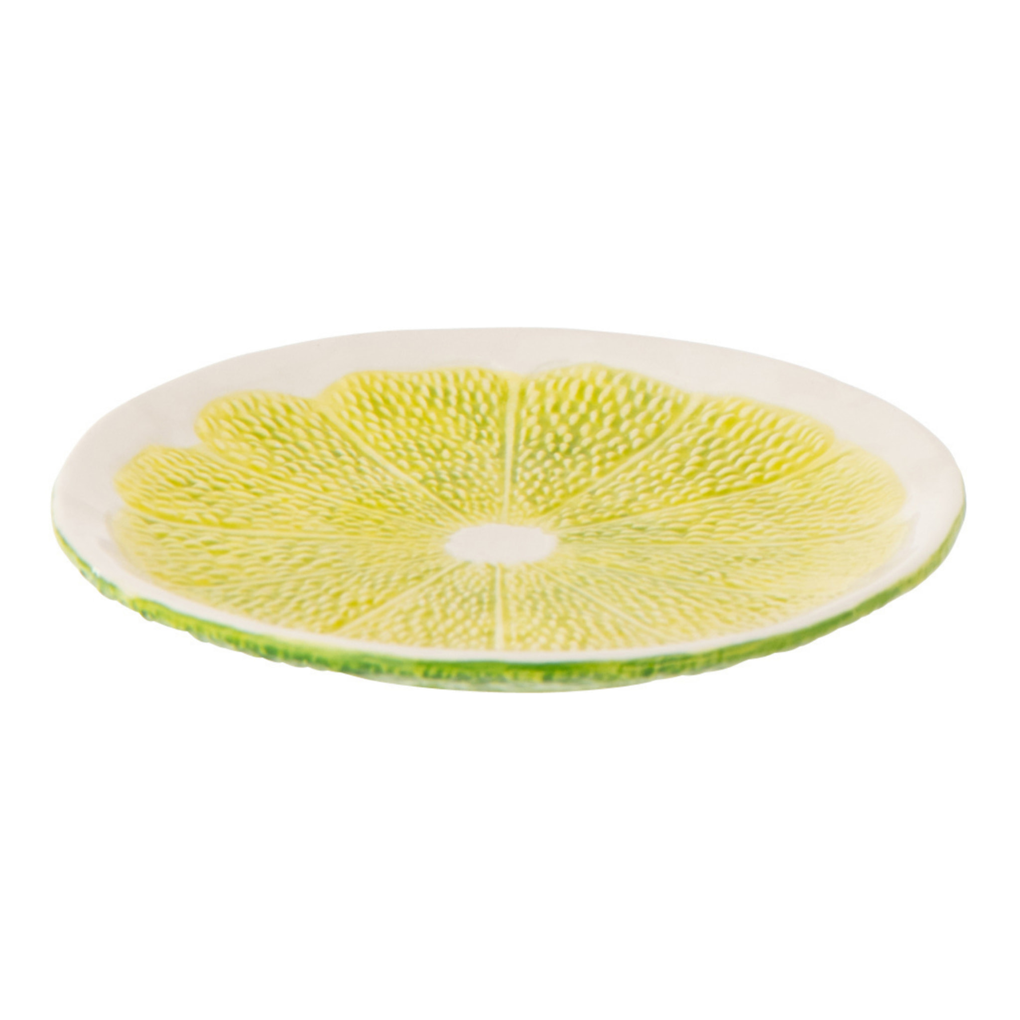 J-Line Assiette Citron Vert Dolomite - céramique - vert/blanc - 2 pièces