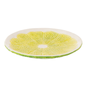 J-Line Assiette Citron Vert Dolomite - céramique - vert/blanc - 2 pièces