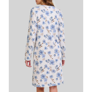 Camisón mujer diseño floral escote en pico con detalle de encaje y maga larga