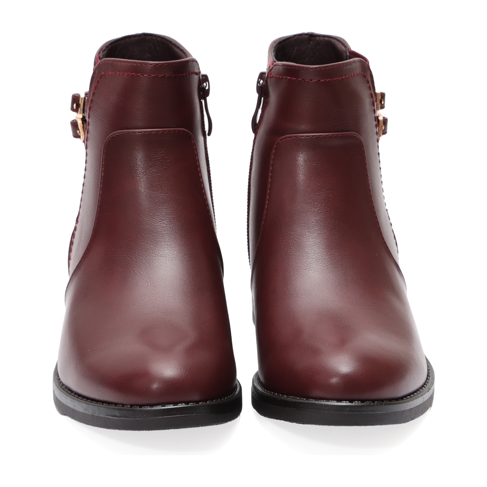 Stivaletti in simil pelle con fibbia dorata e elastico laterale