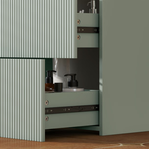 Meuble sous vasque design 2 tiroirs vert de gris effet bois naturel