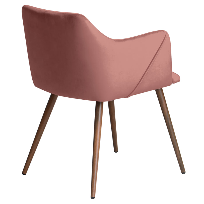 Lot de 2 chaises avec accoudoirs en velours rose - Daisy