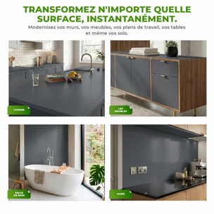 Rouleau adhésif décoratif Vinyle au Mètre - Gris tempete - Sticker Lavable Imperméable Mur Cuisine Meubles