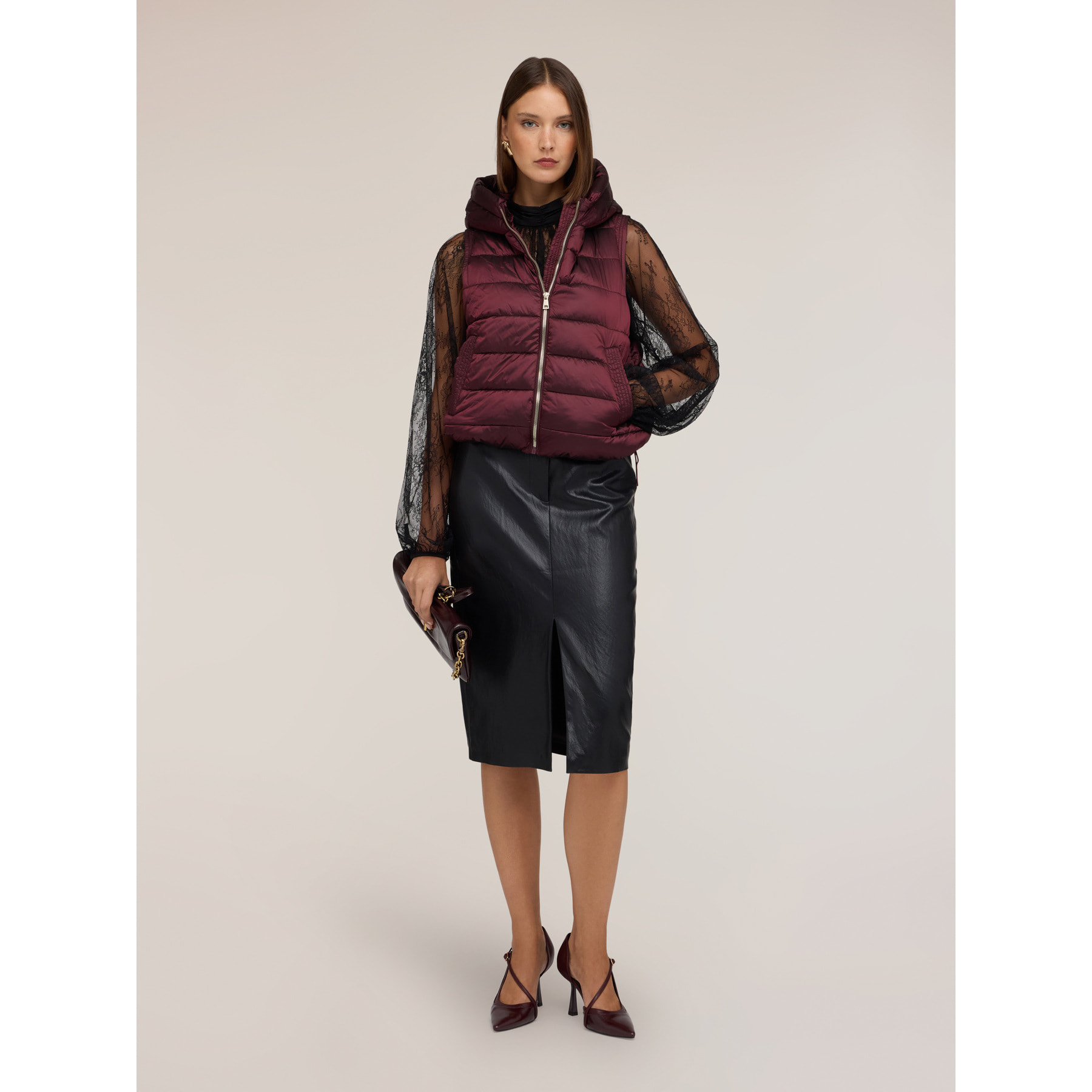 Motivi - Gilet con cappuccio imbottito - Viola