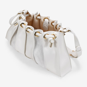 Bolso de hombro beige plisado con cierre imán