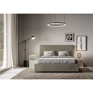 Cama con somier acolchada 160x210 cuero sintético capuchino Mika