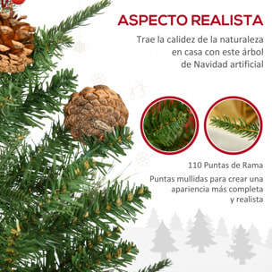 Juego de 2 Piezas de Árbol de Navidad Artificial 90 cm con Maceta Ignífugo con 110 Ramas 10 Bayas 8 Piñas y Hojas de PVC Decoración Navideña para Interiores Verde