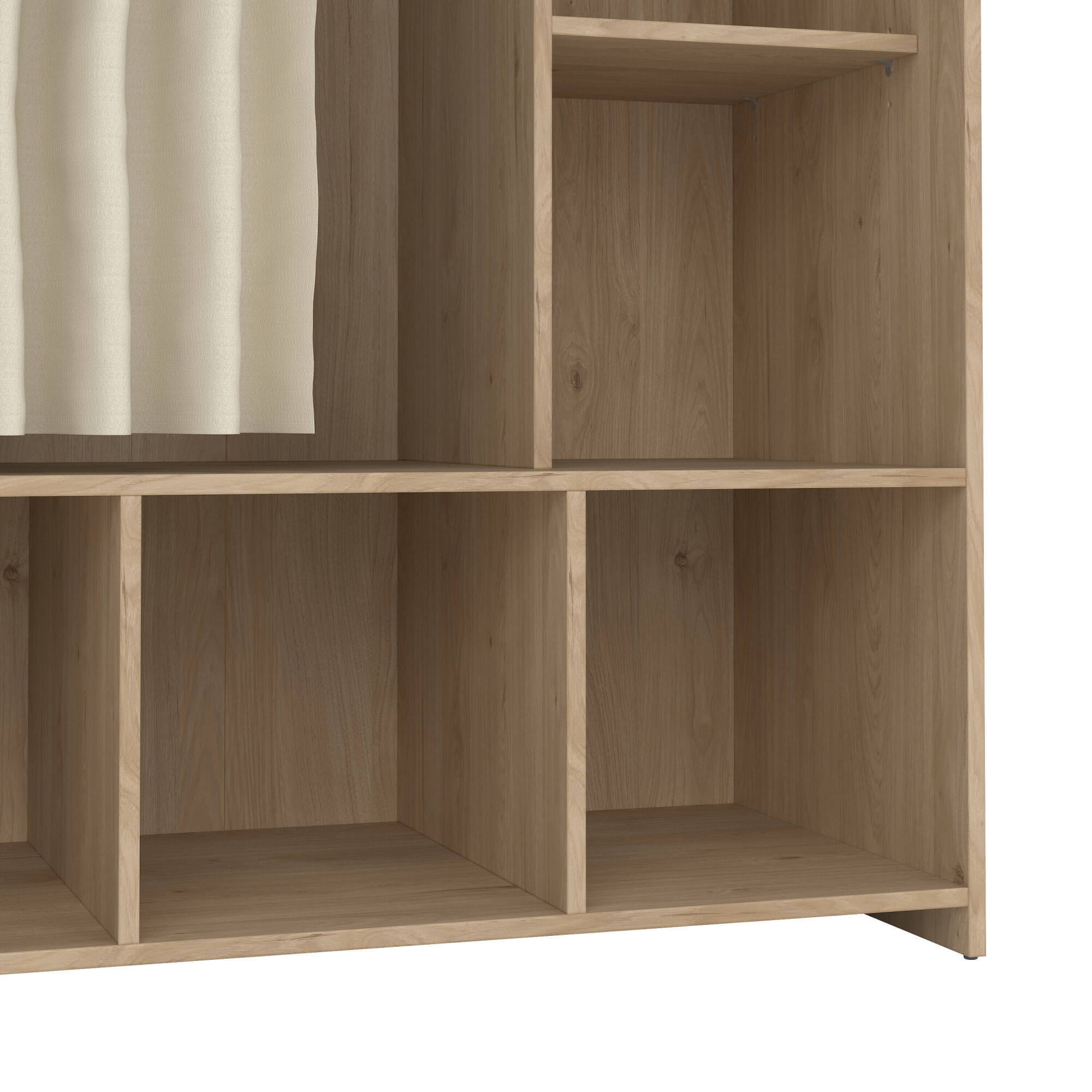 Guardaroba grande Jal, Mobile camera da letto, Cabina armadio portabiti, Armadio appendiabiti, 105x48 h180 cm, Rovere e Beige