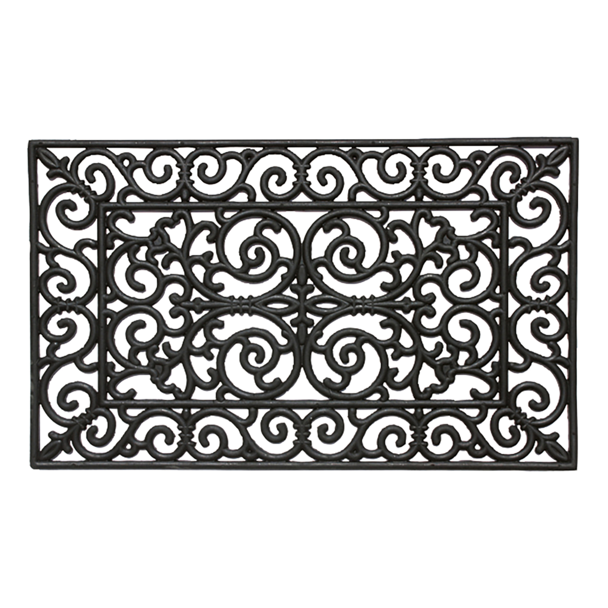Paillasson en caoutchouc recyclé motif rustique - Noir