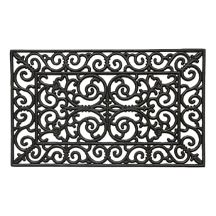 Paillasson en caoutchouc recyclé motif rustique - Noir