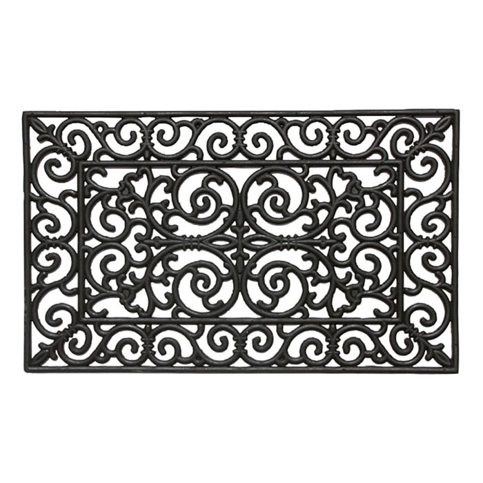 Paillasson en caoutchouc recyclé motif rustique - Noir