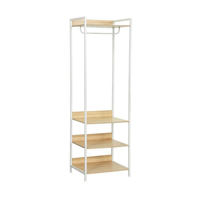 Module dressing décor bois et métal 1 penderie 3 étagères CLEVER