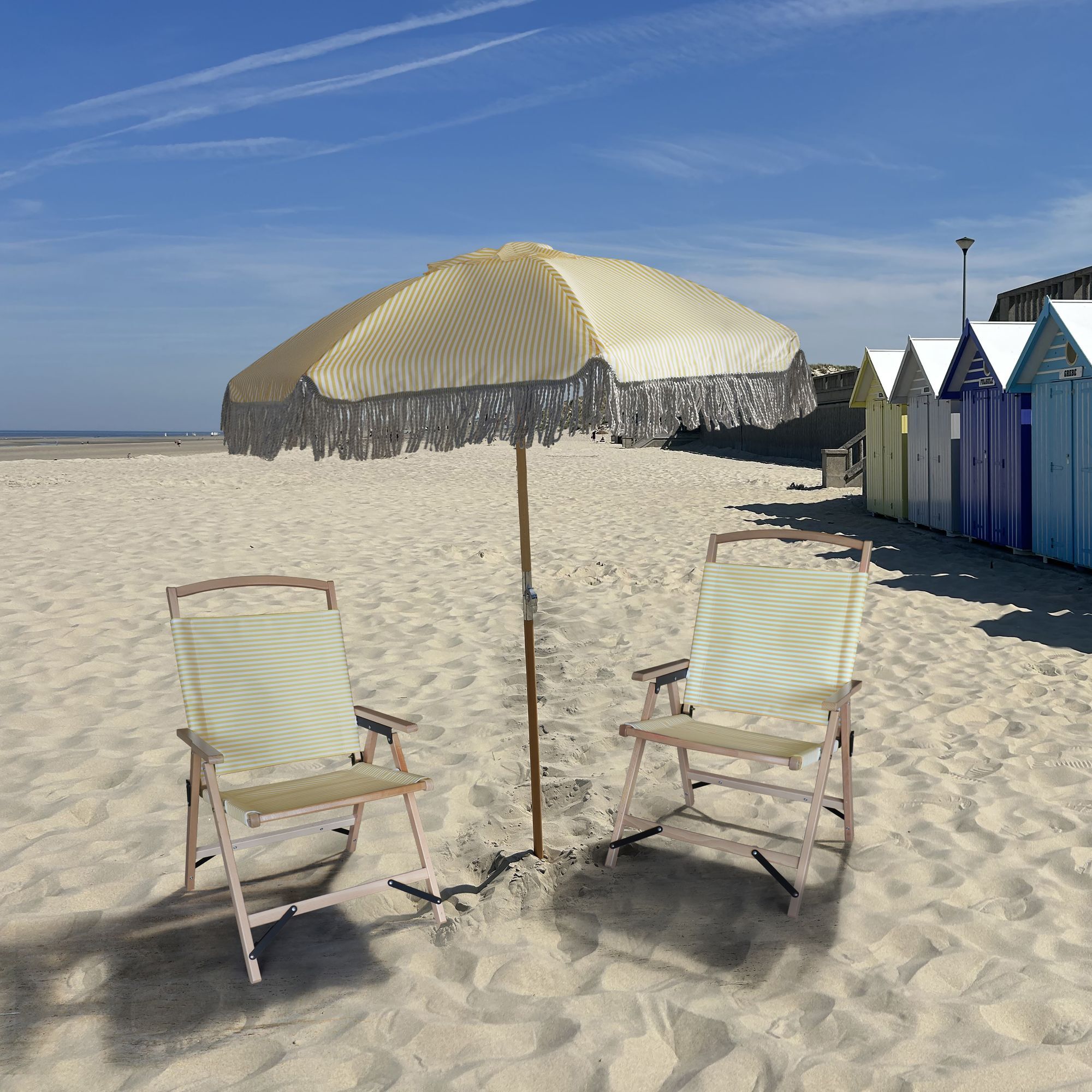 Chaise de plage en toile jaune à rayures PLAYA