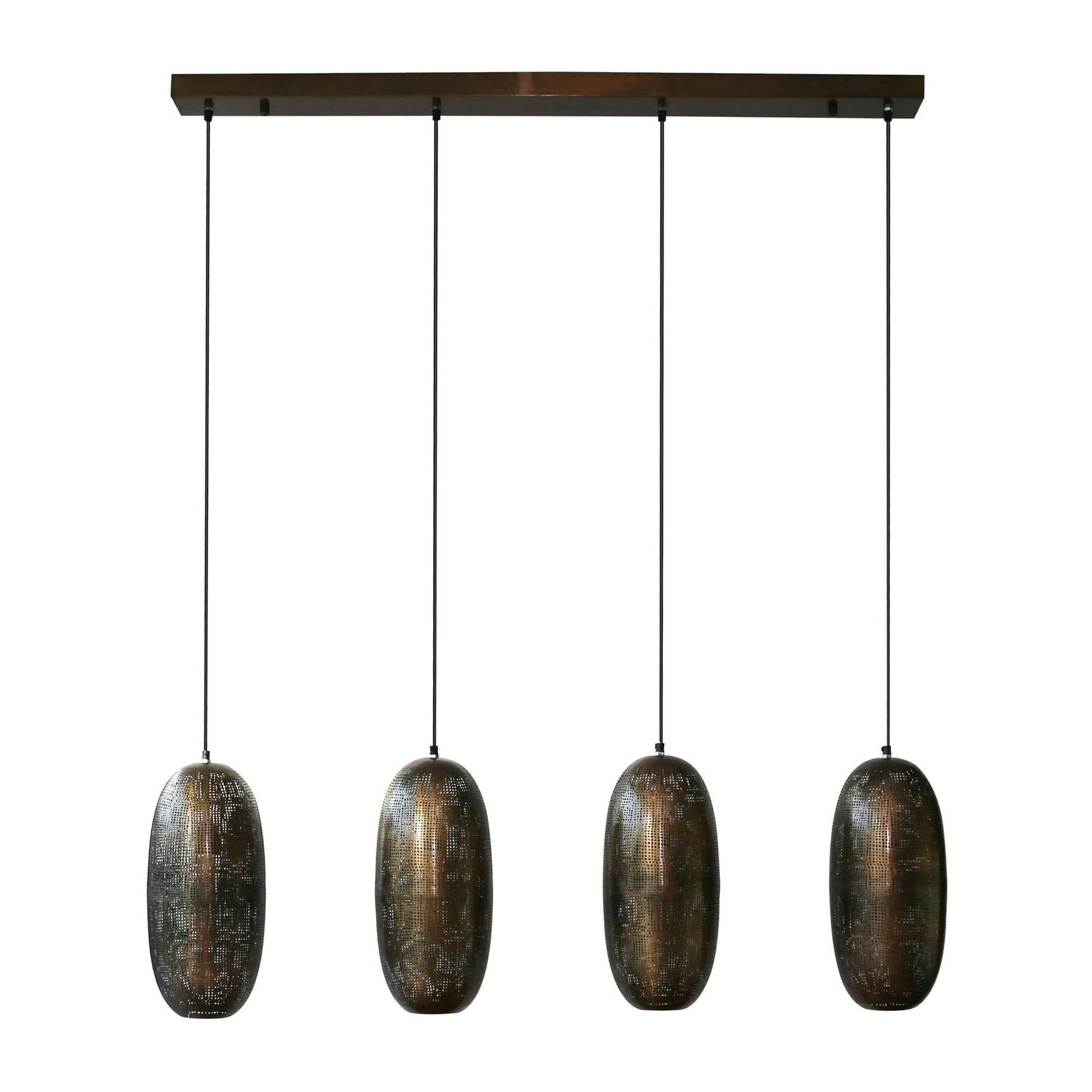 Suspension salle à manger 4 lampes cuivrées forme ellipse RALF