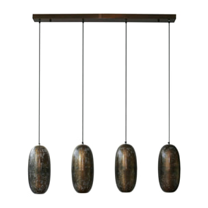 Suspension salle à manger 4 lampes cuivrées forme ellipse RALF