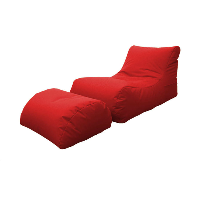 Chaise Longue moderna da soggiorno, Made in Italy, Poltrona con poggiapiedi in Nylon, Pouf imbottito per camera da letto, cm 120x80h60, colore Rosso