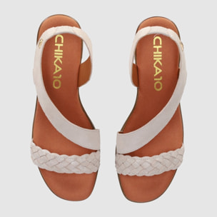 Sandalias de Serraje - Platino - Tacón: 6 cm