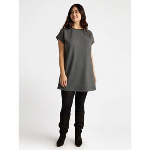 Fiorella Rubino - Vestido punto milano con bordado - Gris