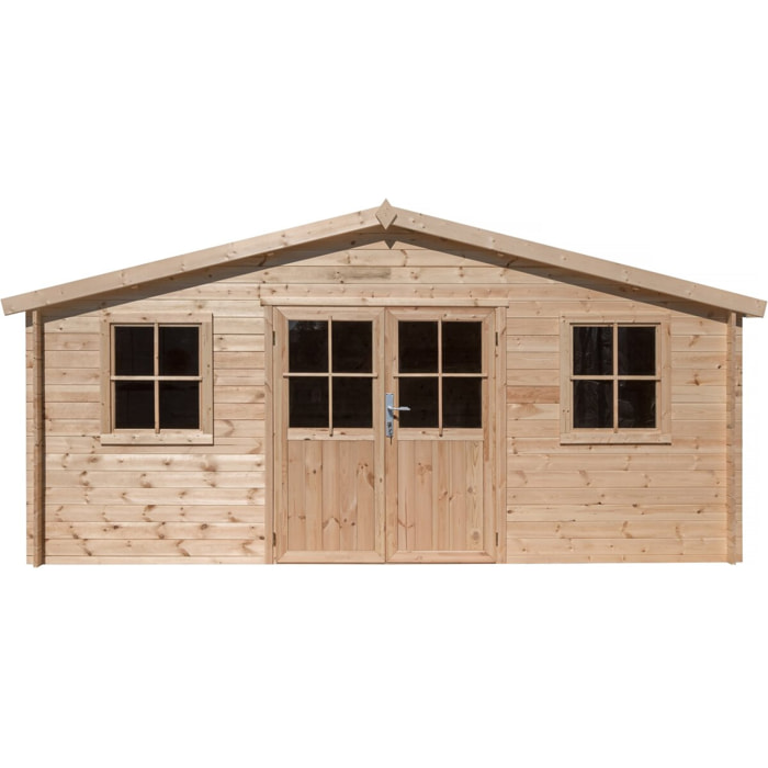 Abri de jardin bois "Alex" - 20.20 m² - 4.80 x 4.00 x 2.39 m - 28 mm