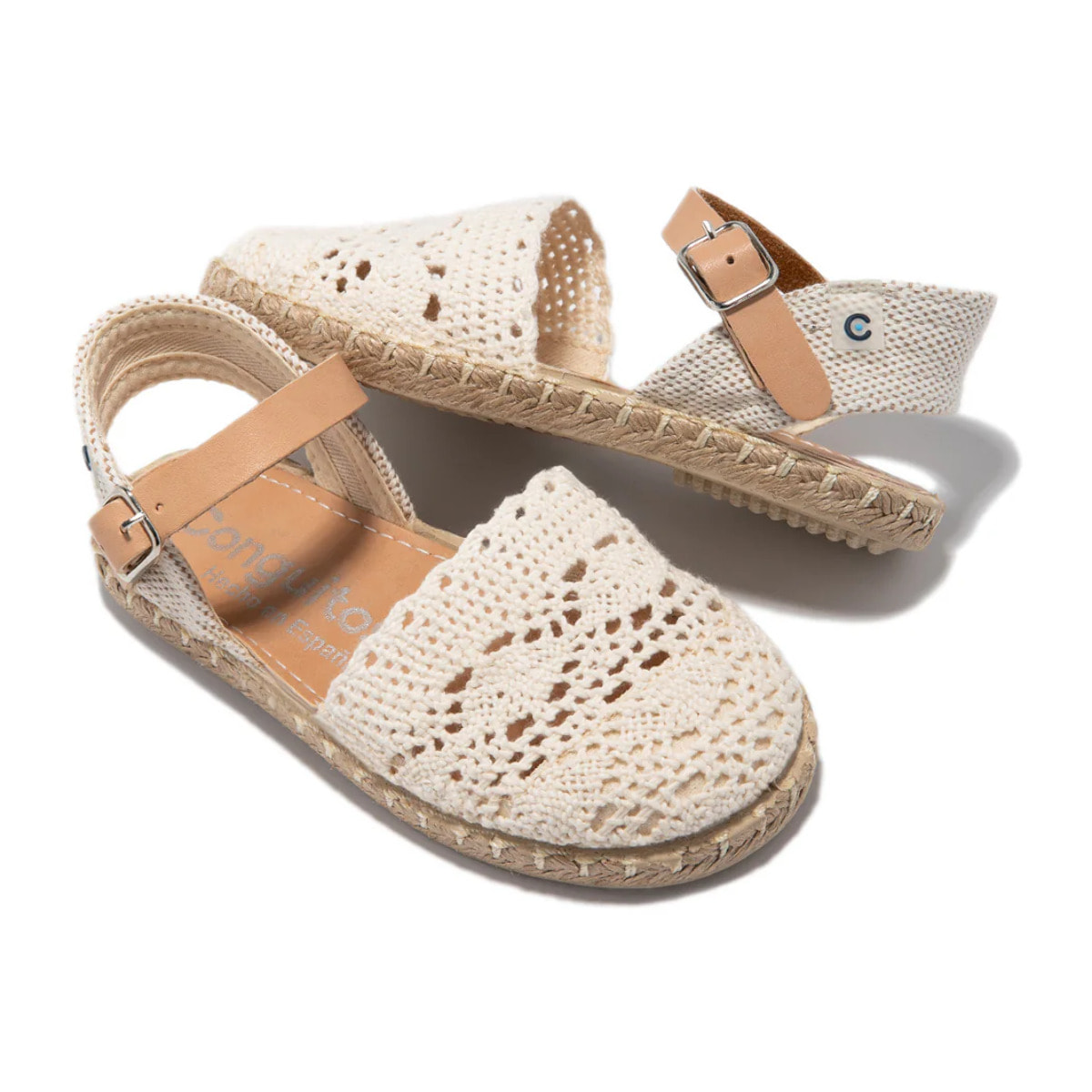 Conguitos - Sandali estivi in juta con zeppa per bambina comodi