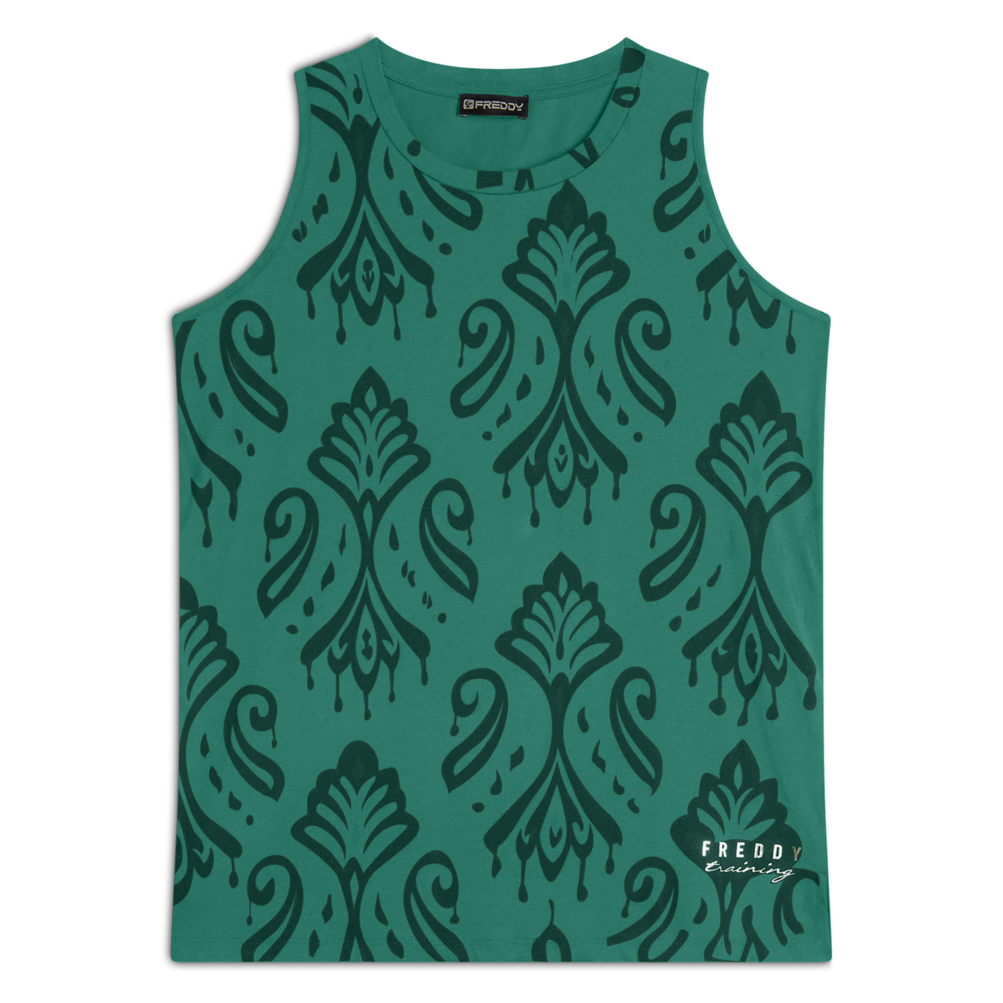 Canotta floreale svasata in jersey leggero