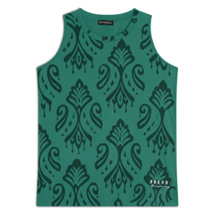 Canotta floreale svasata in jersey leggero