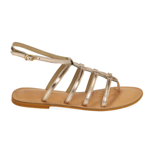 Sandali flat in pelle oro