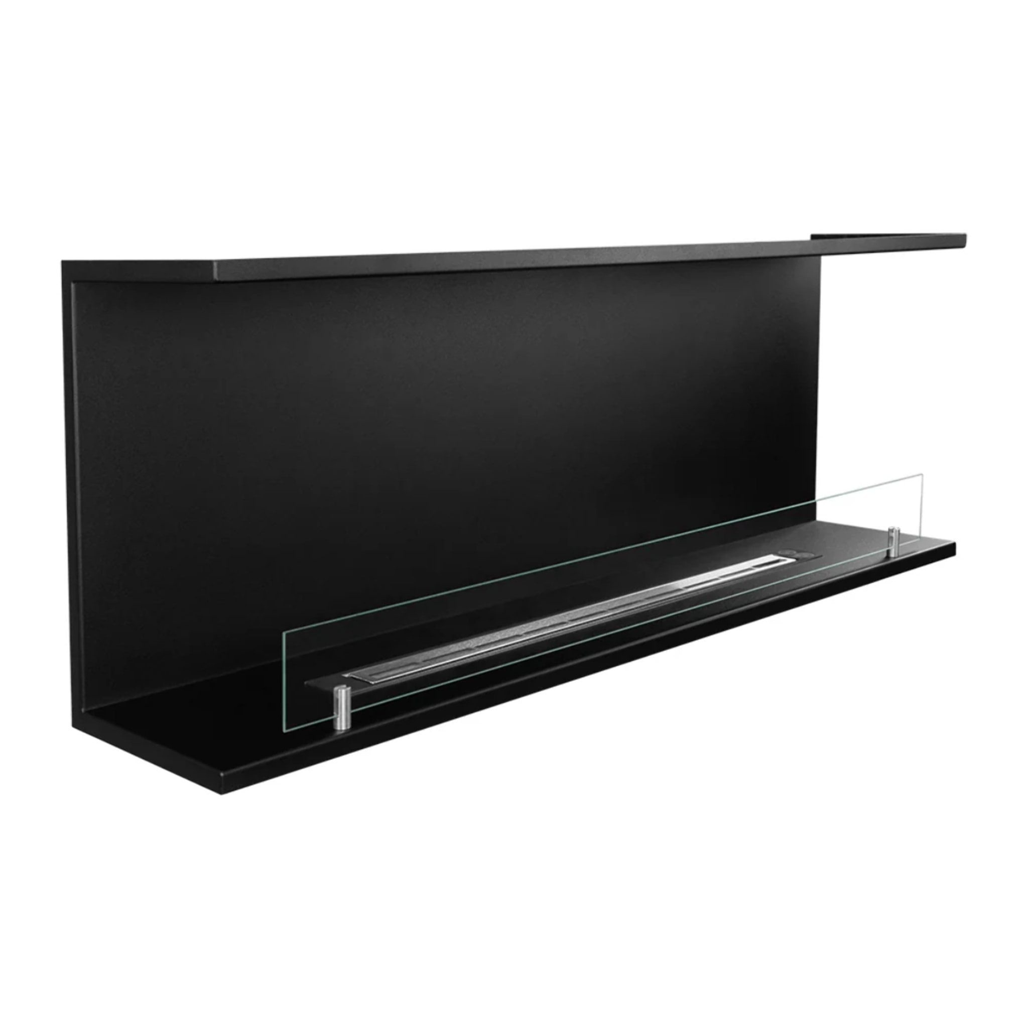 Trevi 120 - Camino a Bioetanolo da Incasso Trifacciale 120x45x24,5 cm con Bruciatore 1,25lt in Acciaio