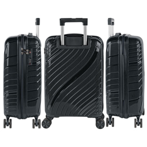 Juego De Maletas Rígidas Pp Itaca Danubio Negro