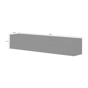 Mobile da soggiorno Porta TV, Made in Italy, Supporto per TV da salotto a 1 anta e 4 cassetti, cm 170x40h35, colore Antracite lucido