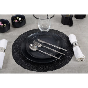 Lot de 6 Assiette plate noire avec éclat 27cm