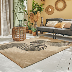 CAPRI - Tapis d'extérieur à motif vague - Noir