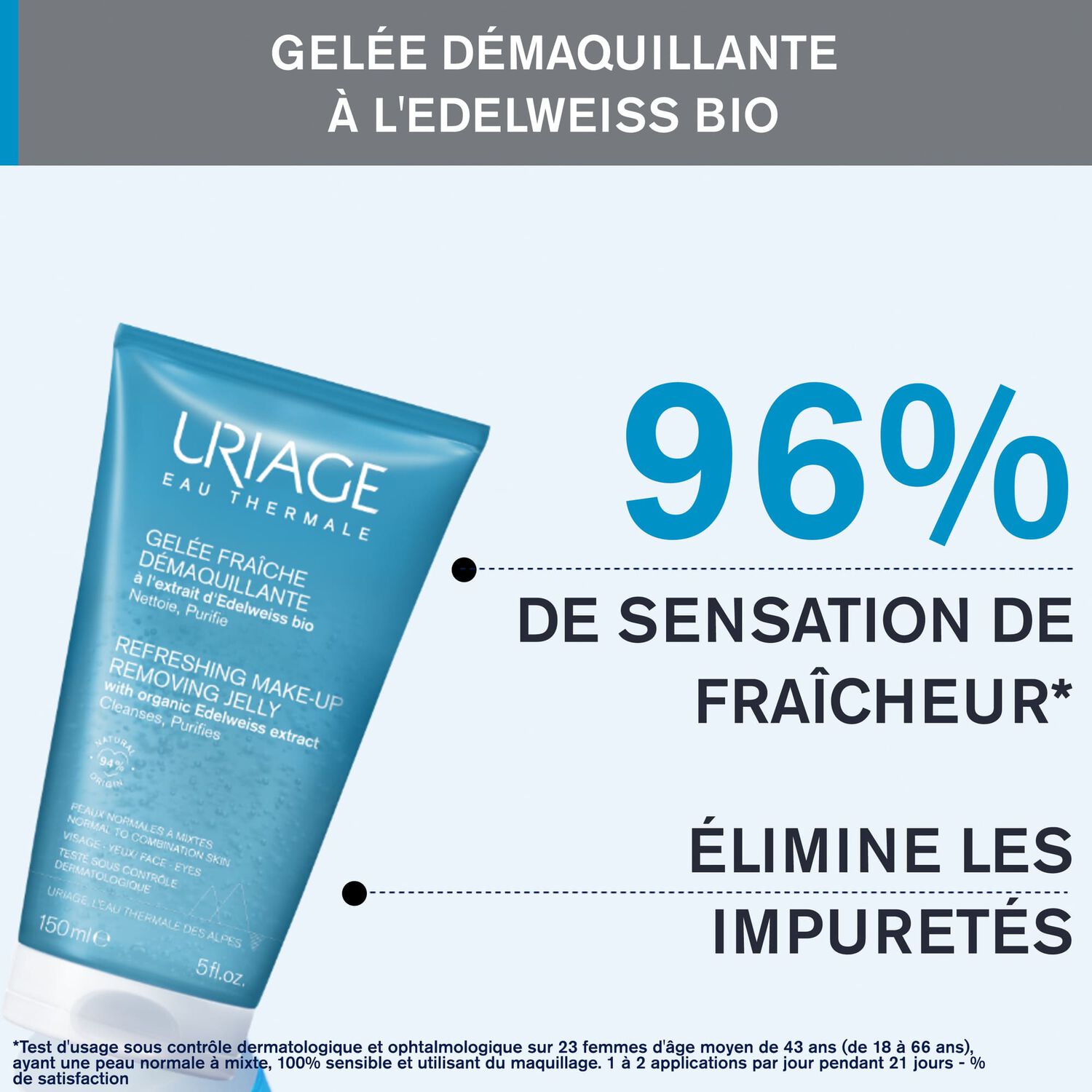 Gelée Fraîche Démaquillante - Nettoie et Purifie 150 ml
