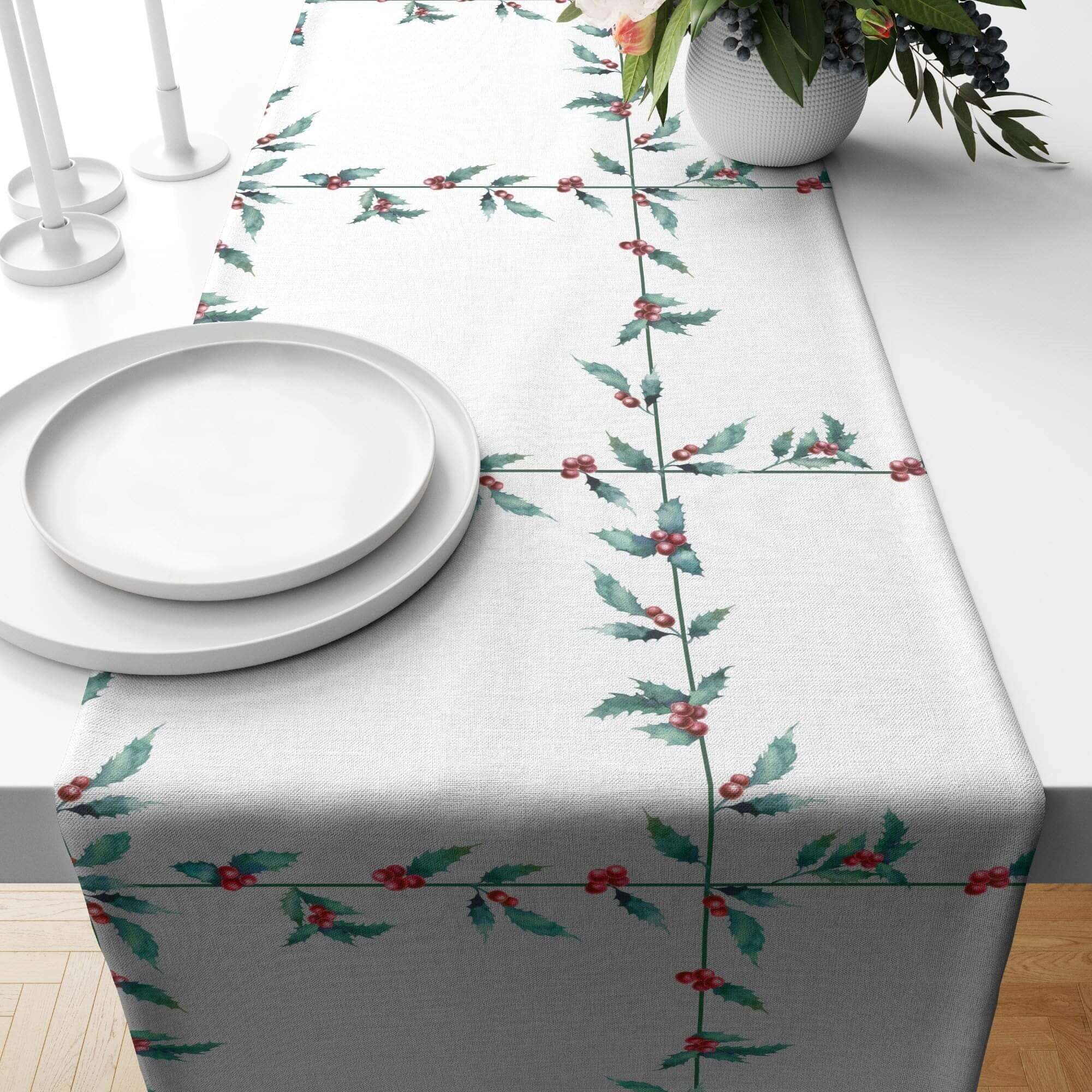 Chemin de table en velours White Christmas 1