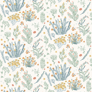 Papier peint enfant herbier fleurs sauvages pastel